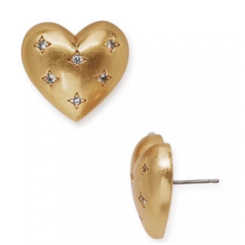KATE SPADE ♠️ NEW YORK My Precious Heart Gold Crystal Earrings - Picture 2 of 6